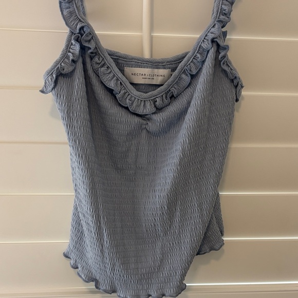 Blue Ruffled Women's Top - Picture 4 of 6